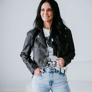 Faux Black Leather Jacket for Women